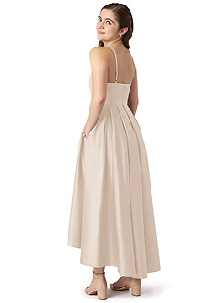 Azazie Jemima Junior White Alabaster A-Line with Pockets Stretch Satin Dress image5