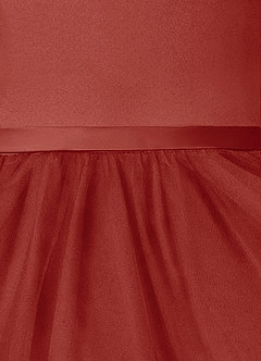 Azazie Marybell Blumenmädchenkleider A-Linie Schleifen Tüll Kleid Terrakotta image4