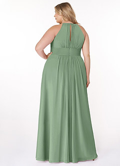 Azazie Bonnie Bridesmaid Dresses Matcha A-Line Keyhole Ruched Chiffon Dress image7