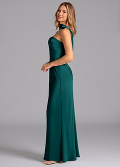 Azazie Lusinda Bridesmaid Dresses Peacock Mermaid Strapless Stretch Satin Dress image5