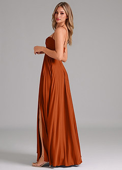 Azazie Tyla Bridesmaid Dresses Burnt Orange A-Line Sweetheart Neckline Stretch Satin Dress image7