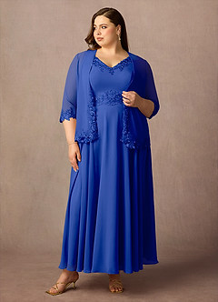 Azazie Devana Mother of the Bride Dresses Royal Blue A-Line Sequins Chiffon Dress image7
