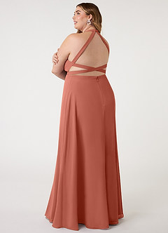 Azazie Clarice Abiti da Damigella Abito A-Line in Chiffon con Scollo Halter Argilla image12