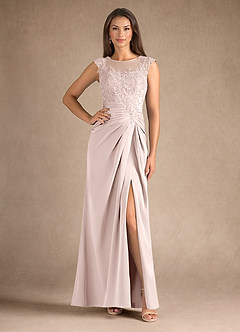 Azazie Santa Barbara Final Sale Blushing Pink Sheath Pleated Stretch Satin Dress image1