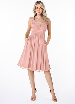Azazie Angie Bridesmaid Dresses Rosette A-Line Corset Chiffon Dress image1
