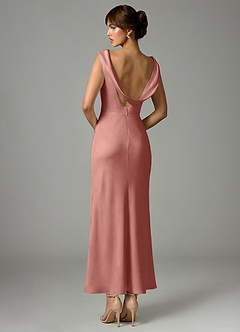 Azazie Kieryn Brautjungfernkleider Meerjungfrau-Linie Plissee Stretch-Satin Kleid Rosettenrosa image5