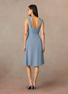 Azazie Olivia Mother of the Bride Dresses Dusty Blue A-Line Square Neckline Pleated Chiffon Dress image5