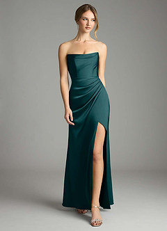 Azazie Leonis Bridesmaid Dresses Pine Mermaid Pleated Stretch Satin Convertible Dress image5