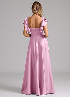 Azazie Leilani Bridesmaid Dresses Candy Pink A-Line Ruched Stretch Satin Dress image2