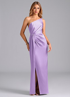 Azazie Naria Brautjungfernkleider Etui One-Shoulder Stretch-Satin Kleid Flieder image5