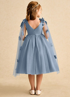 Azazie Staria Blumenmädchenkleider Ballkleid Gestreift Tüll Kleid Staubblau image2
