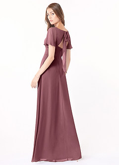 Azazie Kimber Bridesmaid Dresses Amethyst A-Line Flounce Sleeve Chiffon Dress image5