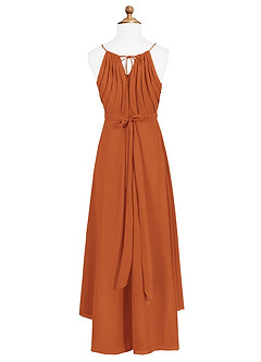 Azazie Oaklynn Junior Robe Trapèze en Mousseline de soie Plissée Cannelle image7