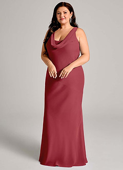 Azazie Rylina Bridesmaid Dresses Pomegranate Mermaid Pleated Chiffon Dress image9