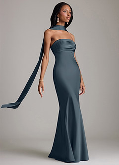 Azazie Saylor Brudtärnklänningar Klä av Sjöjungfru i Stretch Satin Axelbandslös Skymning image10