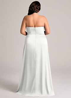 Azazie Wren Brudtärnklänningar Klä av A-Linje i Stretch Satin Axelbandslös Vit Konvertibel image7