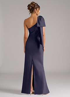 Azazie Capri Jurken voor bruidsmeisjes Jurk van Stretch Satijn met Zeemeermin One-Shoulder Stormachtig image2