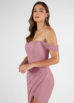 Azazie Kit Final Sale Vintage Mauve Mermaid Off the Shoulder Mesh Dress image5