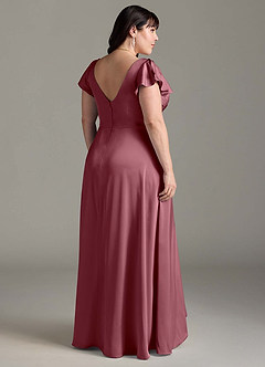 Azazie Omari Bridesmaid Dresses Desert Rose A-Line Stretch Satin Dress image9