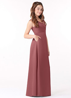 Azazie Sadia Junior Robe Trapèze en Mat Satiné Plissée Bermuda image2