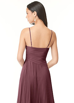 Azazie Vini Bridesmaid Dresses Sangria A-Line V-Neck Pleated Chiffon Dress image5