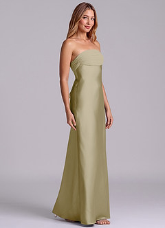 Azazie Ailanie Brudtärnklänningar Klä av Tubklänning i Stretch Satin Axelbandslös Mossgrön image4