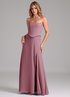 Azazie Jenilyn Bridesmaid Dresses Vintage Mauve A-Line Strapless Chiffon Dress image3