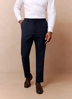 Savile Navy Blue Wool Blend Dress Pants