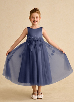 Azazie Lux Flower Girl Dresses Stormy A-Line Beaded Tulle Dress image4