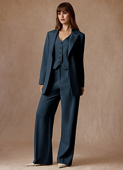 front Rowan Blu Navy Completo 3 pezzi con trama raffinata