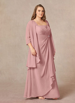 Azazie Weisz Final Sale Dusty Rose A-Line Square Neckline Pleated Chiffon Dress image9