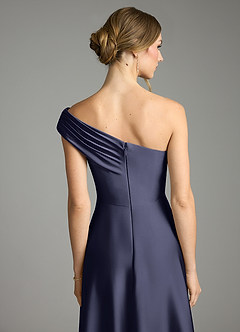 Azazie Melanie Bridesmaid Dresses Stormy A-Line Off the Shoulder Stretch Satin Dress image2