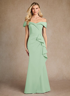 Azazie Laredo Moeder van de bruid jurken Zeemeermin Jurk van Stretch crêpe Off the Shoulder Stoffige Salie image1