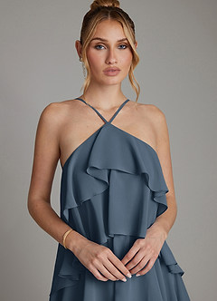 Azazie Deena Bridesmaid Dresses Neptune A-Line Ruched Chiffon Dress image3