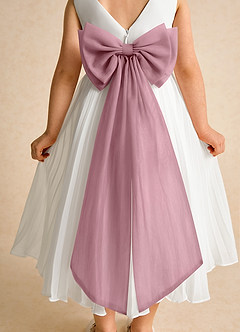 Azazie Margot Flower Girl Dresses Ivory Vintage Mauve A-Line Pleated Chiffon Dress image8