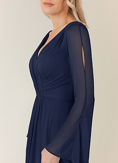 Azazie Teraso 신부의 어머니 드레스 A라인 망사 무릎 길이 드레스 image12