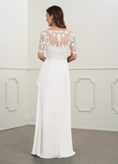 Azazie Amedeus Mother of the Bride Dresses Ivory A-Line V-Neck Lace Chiffon Dress image3