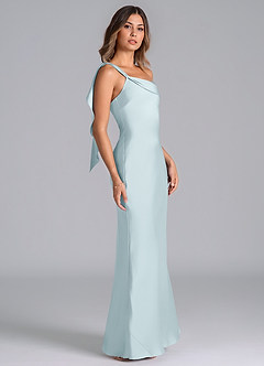 Azazie Driea Brudtärnklänningar Klä av Sjöjungfru i Stretch Satin Ena axeln Dimma image4