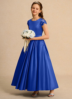 Azazie Bunny Junior Formal vestidos de niña de las flores Vestido de Azul Real de Encaje de Princesa image6