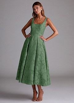 Adelie Eucalyptus A-line Midi Dress Ready to Ship | Azazie