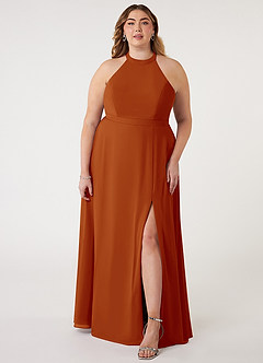 Azazie Clarice Bridesmaid Dresses Paprika A-Line Halter Chiffon Dress image8