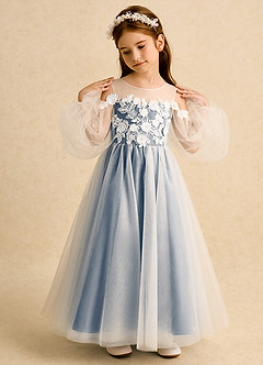 Azazie Zimi Jurken voor bloemenmeisjes Baljurk Jurk van Tule Sweetheart Halslijn Schemering image3