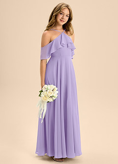 Azazie Tessabelle Junior Lilac A-Line Off the Shoulder Chiffon Dress image6