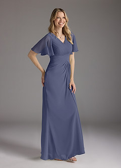 Azazie Morning Glory Kleider für die Brautmutter A-Linie V-Hals Gerüscht Chiffon Kleid Sturm image3