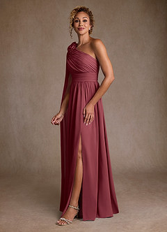 Azazie Lancaster Mother of the Bride Dresses Merlot A-Line One Shoulder Chiffon Dress image5