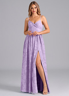 Azazie Zeya Bridesmaid Dresses Lilac A-Line Bow Floral Burnout Dress image3