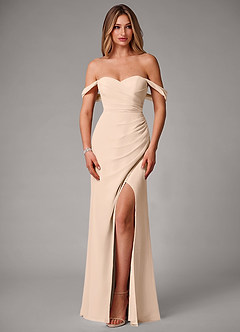 Azazie Haisley Bridesmaid Dresses White Alabaster Sheath Off the Shoulder Chiffon Convertible Dress image4