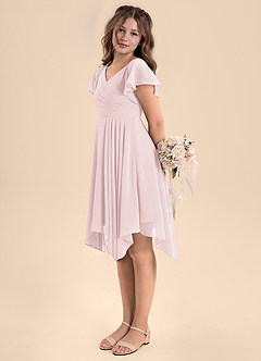 Azazie Janeaurelia Junior Blushing Pink A-Line Pleated Chiffon Dress image5