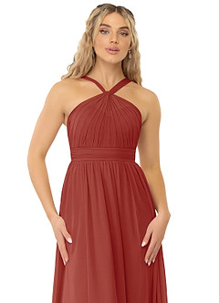 Azazie Kielle Final Sale Mulberry A-Line Pleated Chiffon Dress image5