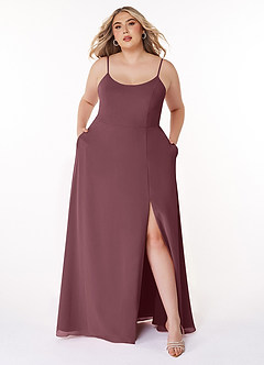 Azazie Moira Bridesmaid Dresses Sangria A-Line Scoop Chiffon Dress image8